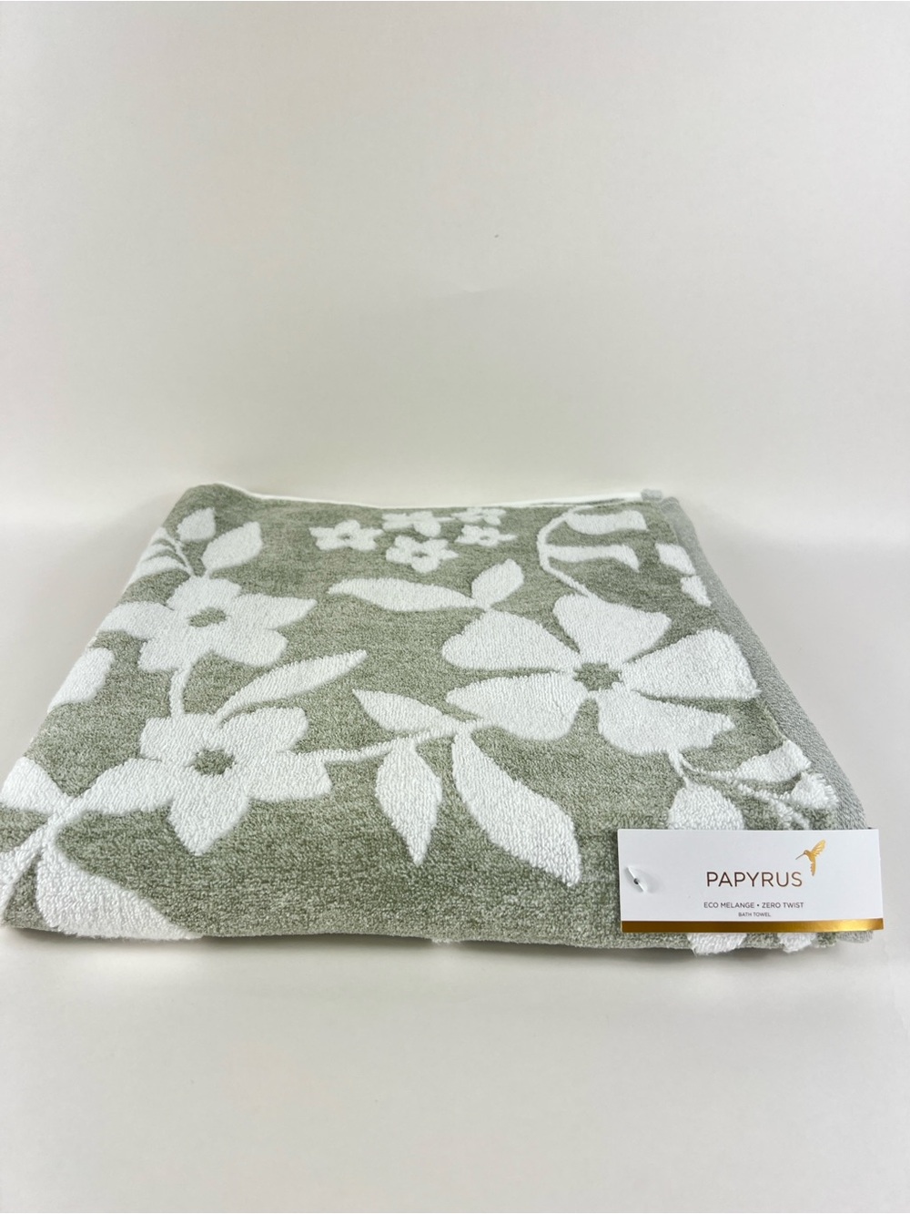 Papyrus Sage Green & White Floral Bath Towel Soft Cotton Blend 1 Pc NEW